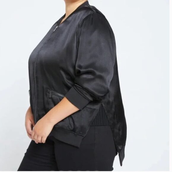 Universal Standard Jackets & Blazers - Universal Standard Carmen Satin Bomber Jacket Black 22/24